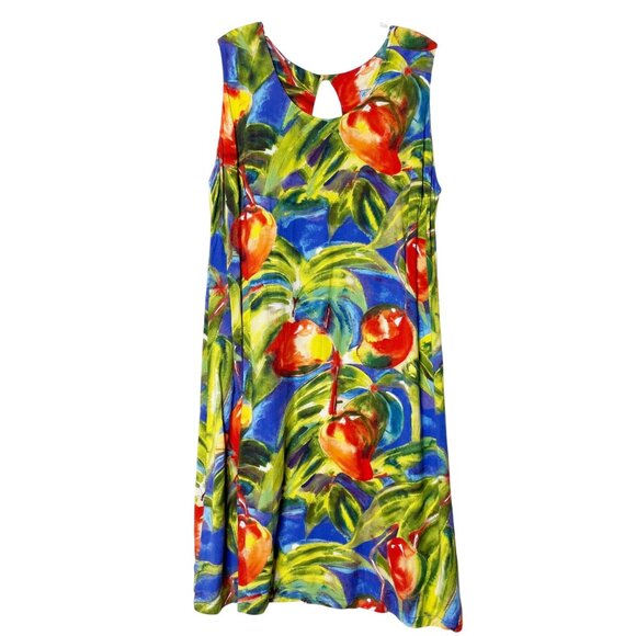 Jams World Fruit Cherry Hawaiian Floral Sundress Tropical Beach Resort M/L Rayon - Picture 8 of 8